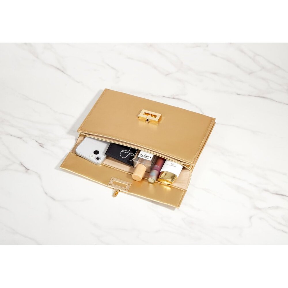 Elegant Gilded Evening Clutch with Twist Lock - Perfect for Parties & Weddings - Picture 3 of 6
